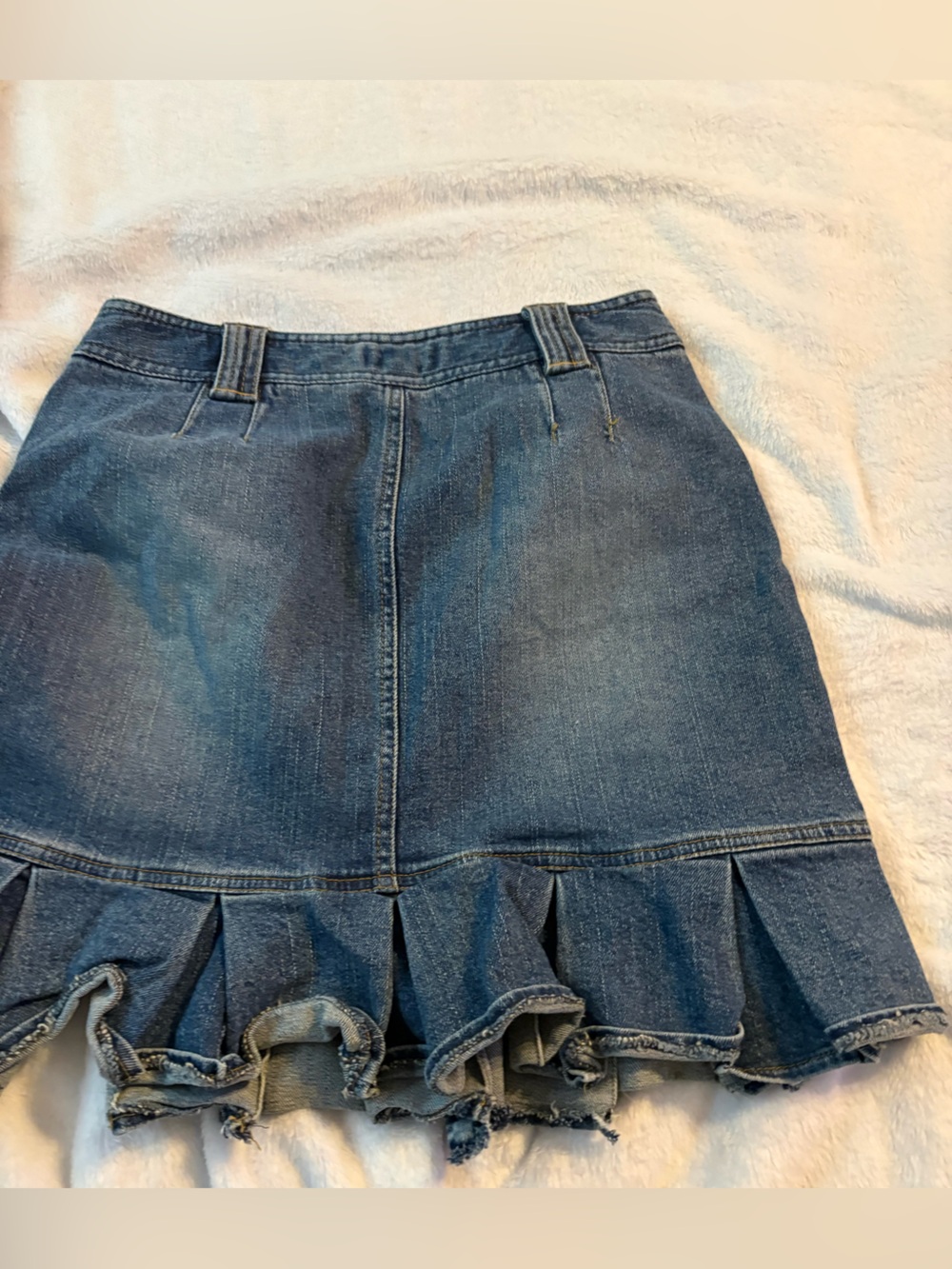 Denim Ruffle Mini Skirt - Blue - Picture 2 of 5